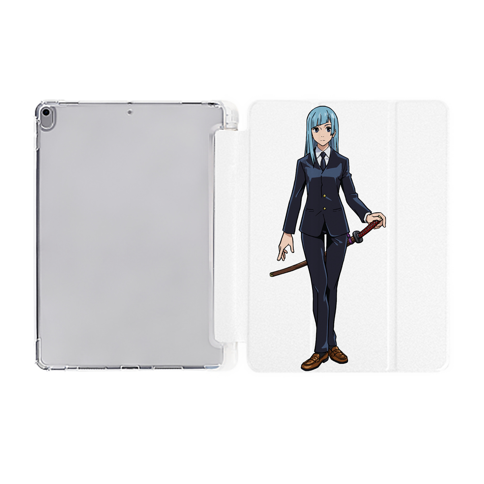 （画像用） 呪術廻戦 Jujutsu Kaisen IPad ケース ペン収納付き 三つ折りスタンド PUレザー×シリコン 対応機種9.5/10.5/10.9インチ